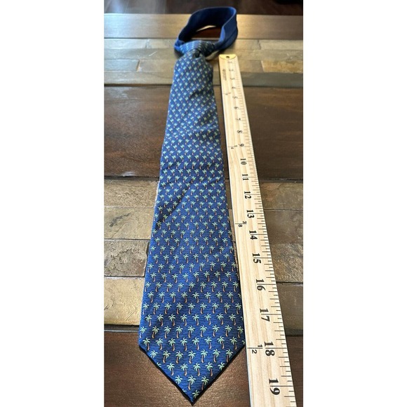 Tommy Hilfiger Mens Tie Blue Palm Trees - Picture 3 of 3